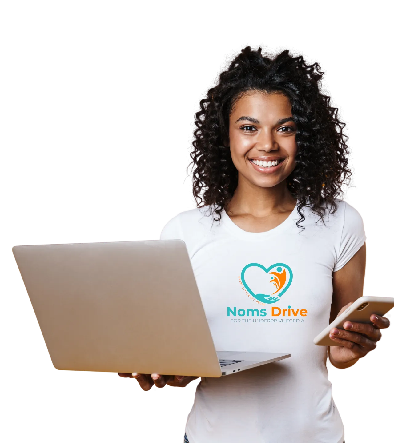 Woman using laptop representing volunteering opportunities with Noms Drive South Africa